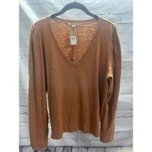 Lilla P Back Seam Long Sleeve V-Neck NWT Size L